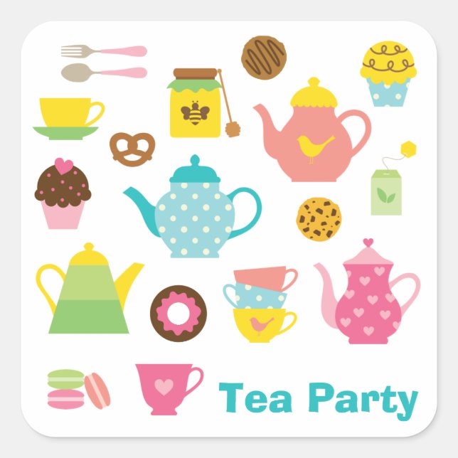 Adesivo Quadrado Tea Party Sticker (Frente)