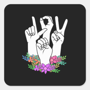 Adesivo Quadrado Teacher ASL Hand Sign