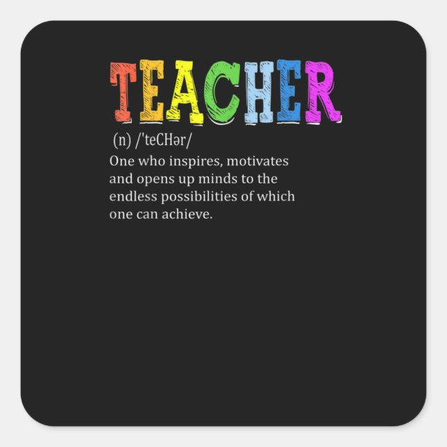 Adesivo Quadrado Teacher Definition Teacher Appreciation (Frente)