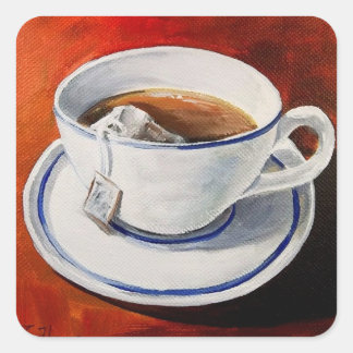 Adesivo Quadrado Teacup com Teabag Sticker