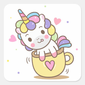 Adesivo Quadrado Teacup Unicorn
