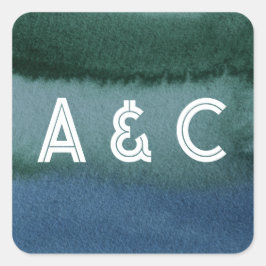 Adesivo Quadrado Teal Azul Minimalista Moderno