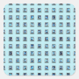 Adesivo Quadrado Teal Blue e Gem Ouro Moderno