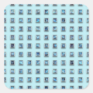 Adesivo Quadrado Teal Blue e Gem Ouro Moderno