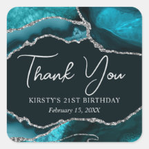 Teal e Silver Faux Glitter Agite Aniversário