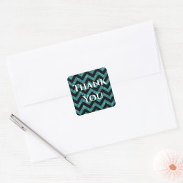 Adesivo Quadrado Teal Glitter Chevron Obrigado Stickers