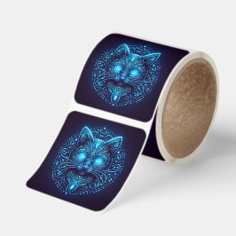 Adesivo Quadrado Teal Luminescent Kitty