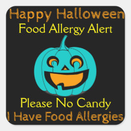 Adesivo Quadrado Teal Pumpkin Comida de Halloween Alergias Stickers