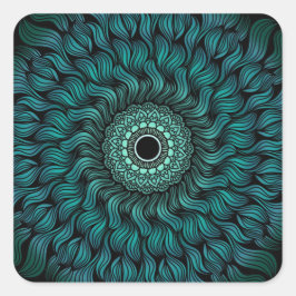 Adesivo Quadrado Teal Zentangle/Mandala Sticker