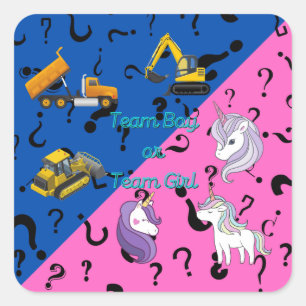 Adesivo Quadrado Team Boy vs Team Girl Heavy Equipment vs Unicorns