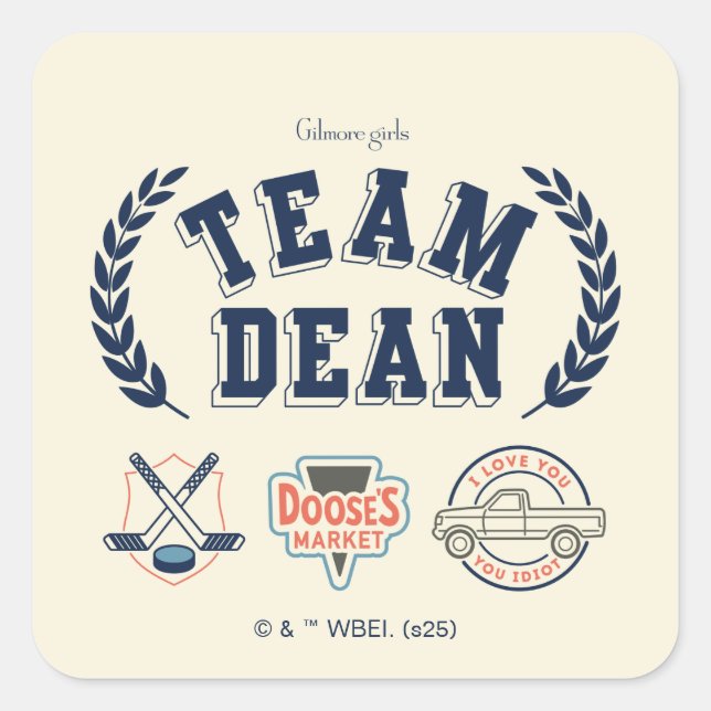 Adesivo Quadrado Team Dean Gilmore Girls Design (Frente)
