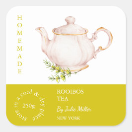 Adesivo Quadrado Teapot Rooibos Tea Label