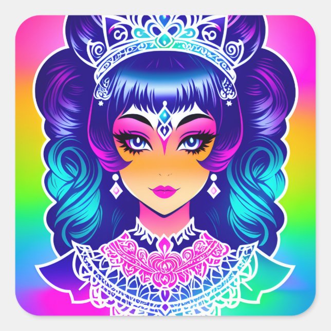 Adesivo Quadrado Technicolor Princess Sticker Design (Frente)