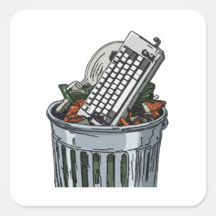 Adesivo Quadrado Teclado no cesto de lixo