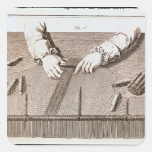 Adesivo Quadrado Técnica de Basse-Lisse na tapeçaria Gobelins