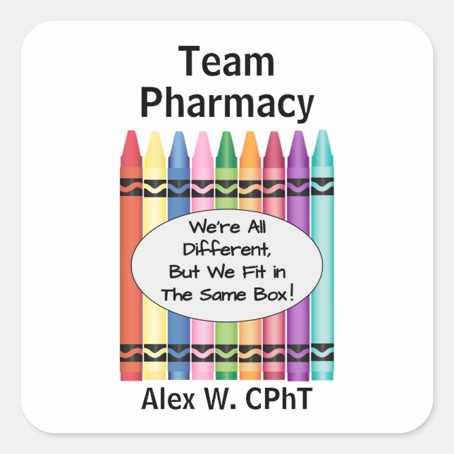 Adesivo Quadrado Técnico de Farmácia Personalizado (Frente)