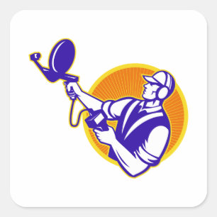 Adesivo Quadrado Técnico do engenheiro com o prato do Sonar do