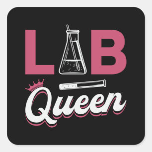 Adesivo Quadrado Técnicos de ciências do laboratório Queen Labor