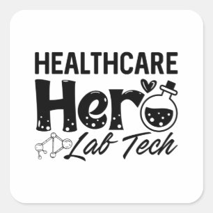 Adesivo Quadrado Tecnologia de laboratório de saúde Hero Lab Tech