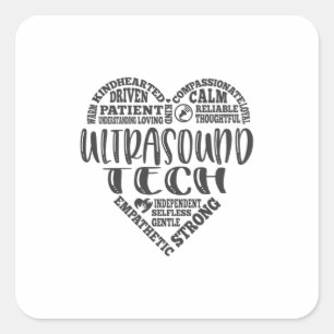 Adesivo Quadrado Tecnologia de ultrassom, Sonographer, vida UT