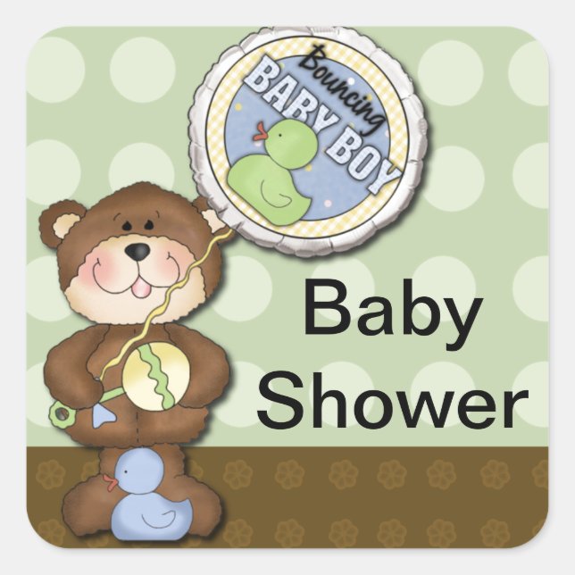 Adesivo Quadrado Teddy Bear Boy Brown Green (Frente)
