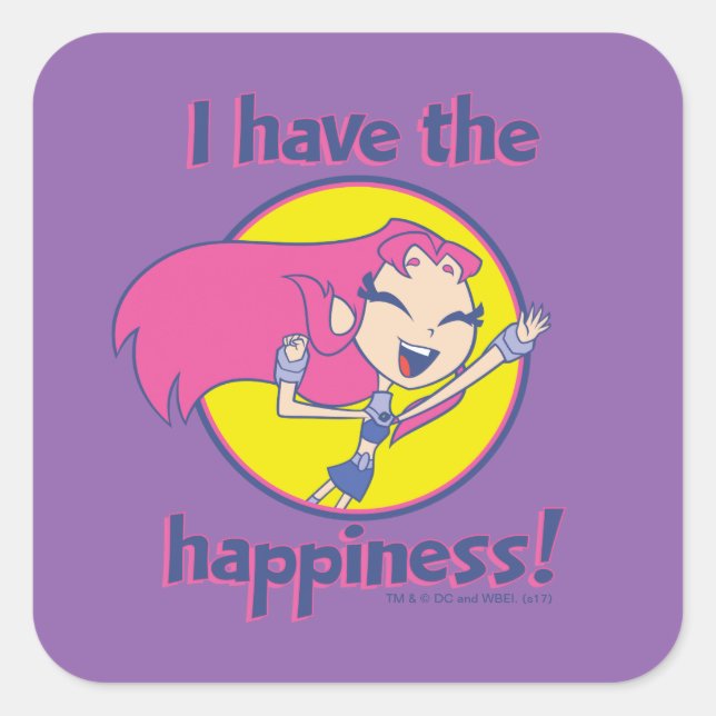 Adesivo Quadrado Teen Titans Go! | Incêndio "Tenho a felicidade" (Frente)