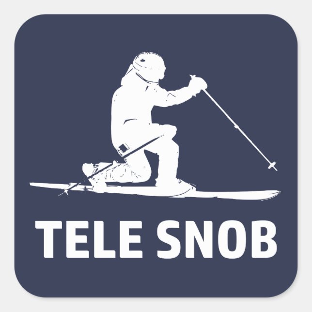 Adesivo Quadrado Telemark Skiing Snob (Frente)