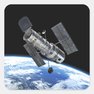 Adesivo Quadrado Telescópio Espacial Hubble em Órbita Terrestre Fot
