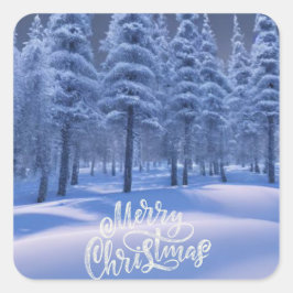 Adesivo Quadrado Tema da Floresta de inverno Natal