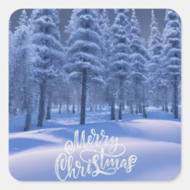 Adesivo Quadrado Tema da Floresta de inverno Natal