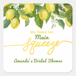 Adesivo Quadrado Tema de casamento de limão Main Squeeze Bridal Sho
