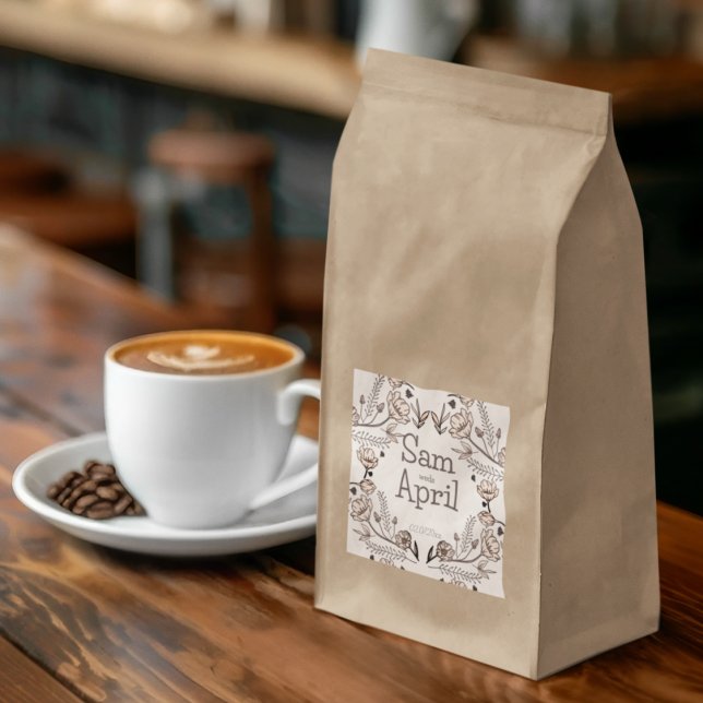 Adesivo Quadrado Tema de Casamento Floral Brown (even your stickers can match your theme)