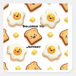 Adesivo Quadrado Tema de Comida Personalizável Pertence a Pacote de