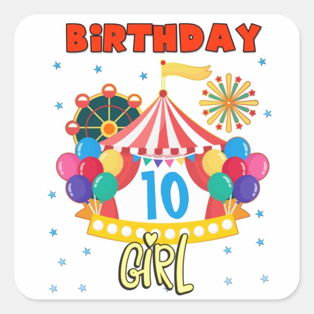 Adesivo Quadrado Tema de Garota do Partido do Carnaval (Frente)