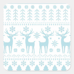 Adesivo Quadrado Tema de inverno da Arte Popular do Ártico