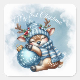 Adesivo Quadrado Tema de Natal Colorido Moderno