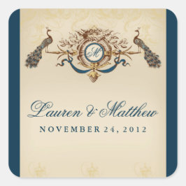 Adesivo Quadrado Tema de Peacock Elegante