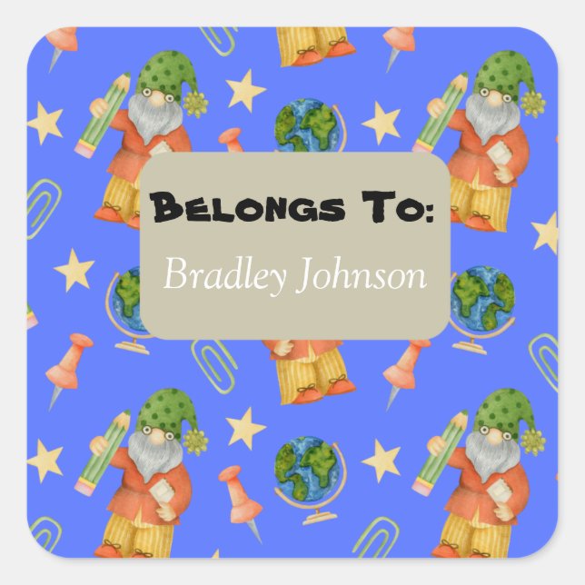 Adesivo Quadrado Tema de Volta às Aulas Pertence ao Pacote de Adesi (Frente)