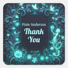 Adesivo Quadrado Tema do Partido Fada Brilhante - Conto de Feira De