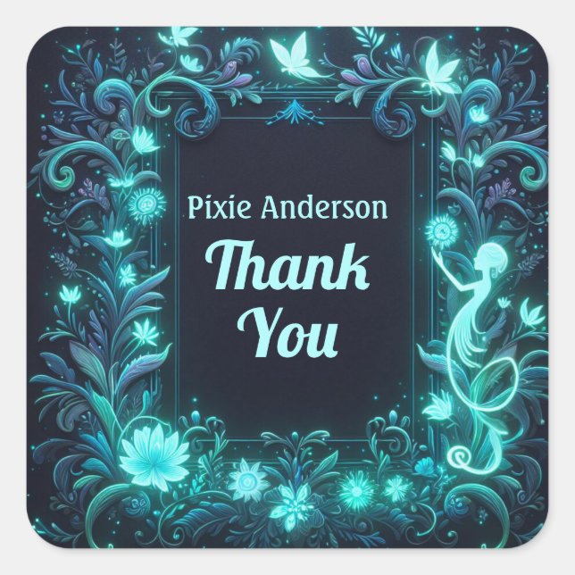 Adesivo Quadrado Tema do Partido Fada Brilhante - Conto de Feira De (Frente)