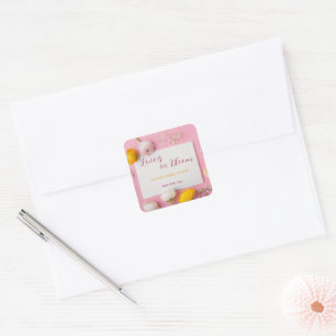 Adesivo Quadrado Tema Floral Rosa Chá de Noiva