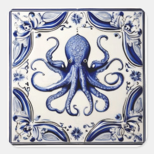 Adesivo Quadrado Tema Octopus Blue/White Sea Ocean
