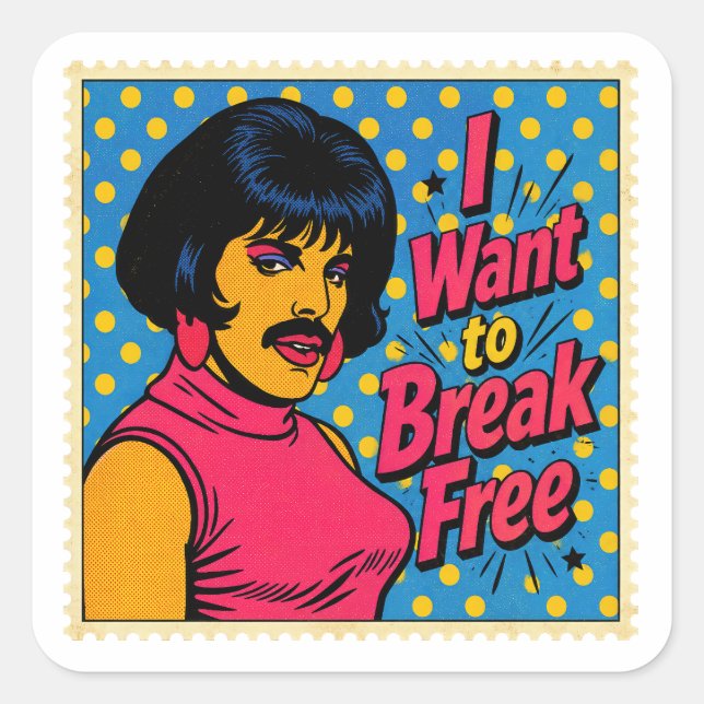 Adesivo Quadrado Tema Pop Art Break Free (Frente)