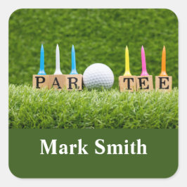 Adesivo Quadrado Temas de golfe para Tee Par de Vamos para o partid