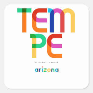 Adesivo Quadrado Tempe Arizona Meados do Século, Arte Pop,