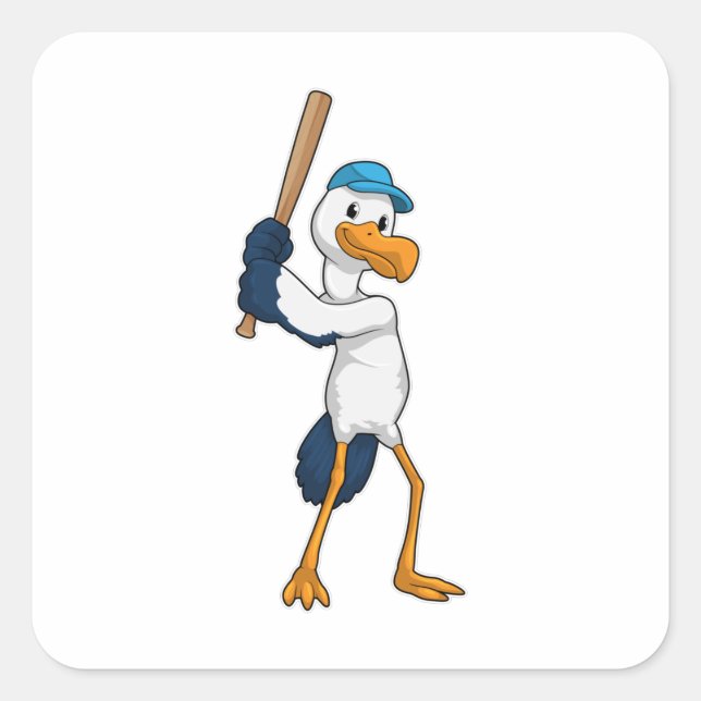 Adesivo Quadrado Tempestade no Baseball com Baco de Baseball (Frente)