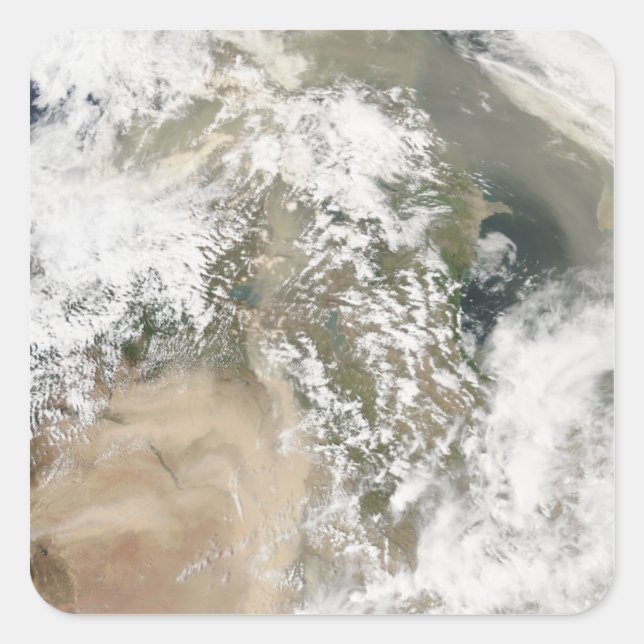 Adesivo Quadrado Tempestades de poeira no Médio Oriente (Frente)