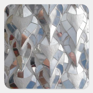 Adesivo Quadrado Templo Branco de azulejos Espelhos, Chiang Rai