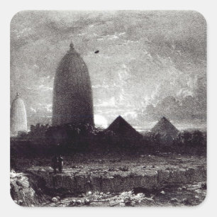Adesivo Quadrado Templo de Jagannath, gravado por A. Picken, 1837