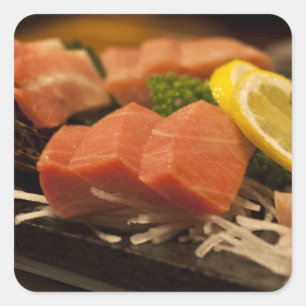 Adesivo Quadrado Tempo de Sushi Atum Atum Festa Comida de Peixe
